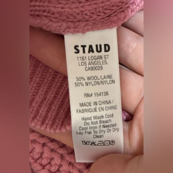 Staud Damask Pink Aura Bishop Sleeve Sweater L NWT - Picture 7 of 7